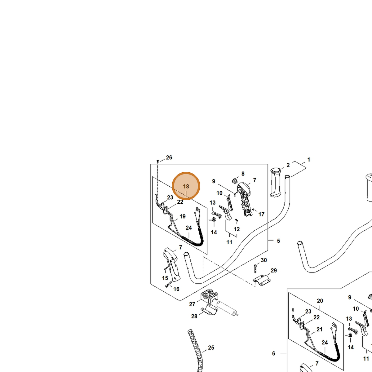 STIHL part 4144-180-1105 — IPL diagram snippet (6x zoom, amber highlight)