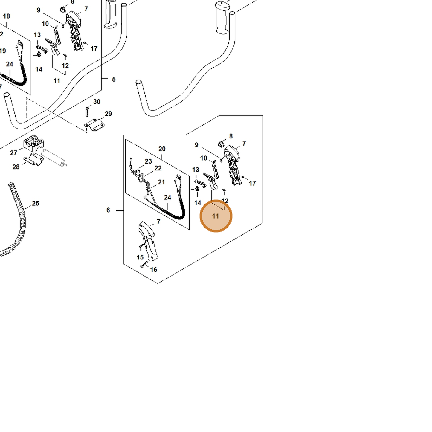 STIHL part 4144-180-1501 — IPL diagram snippet (6x zoom, amber highlight)