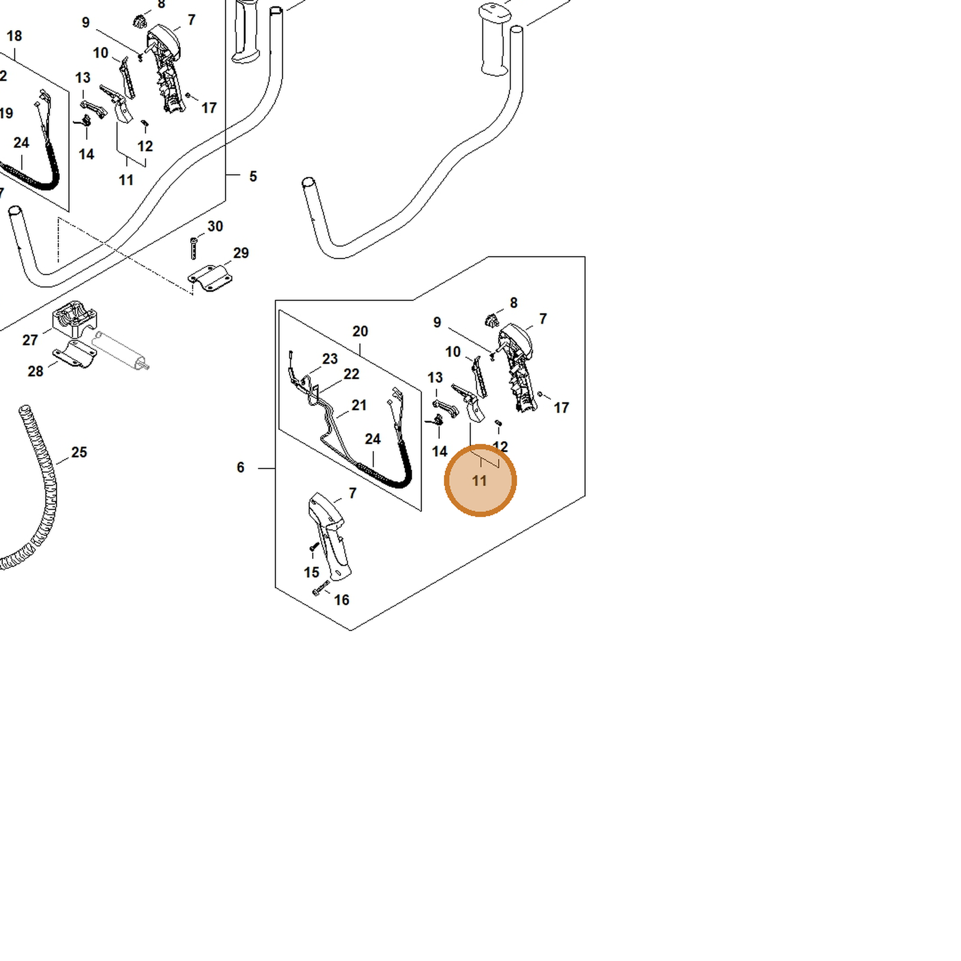 STIHL part 4144-180-1501 — IPL diagram snippet (6x zoom, amber highlight)