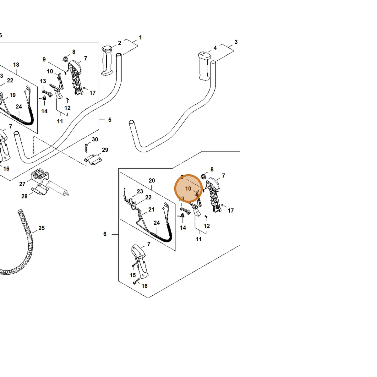 STIHL part 4144-182-0800 — IPL diagram snippet (6x zoom, amber highlight)