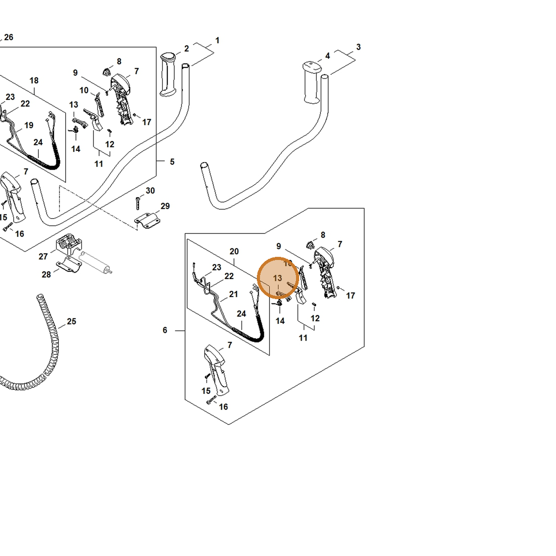 STIHL part 4144-182-2801 — IPL diagram snippet (6x zoom, amber highlight)