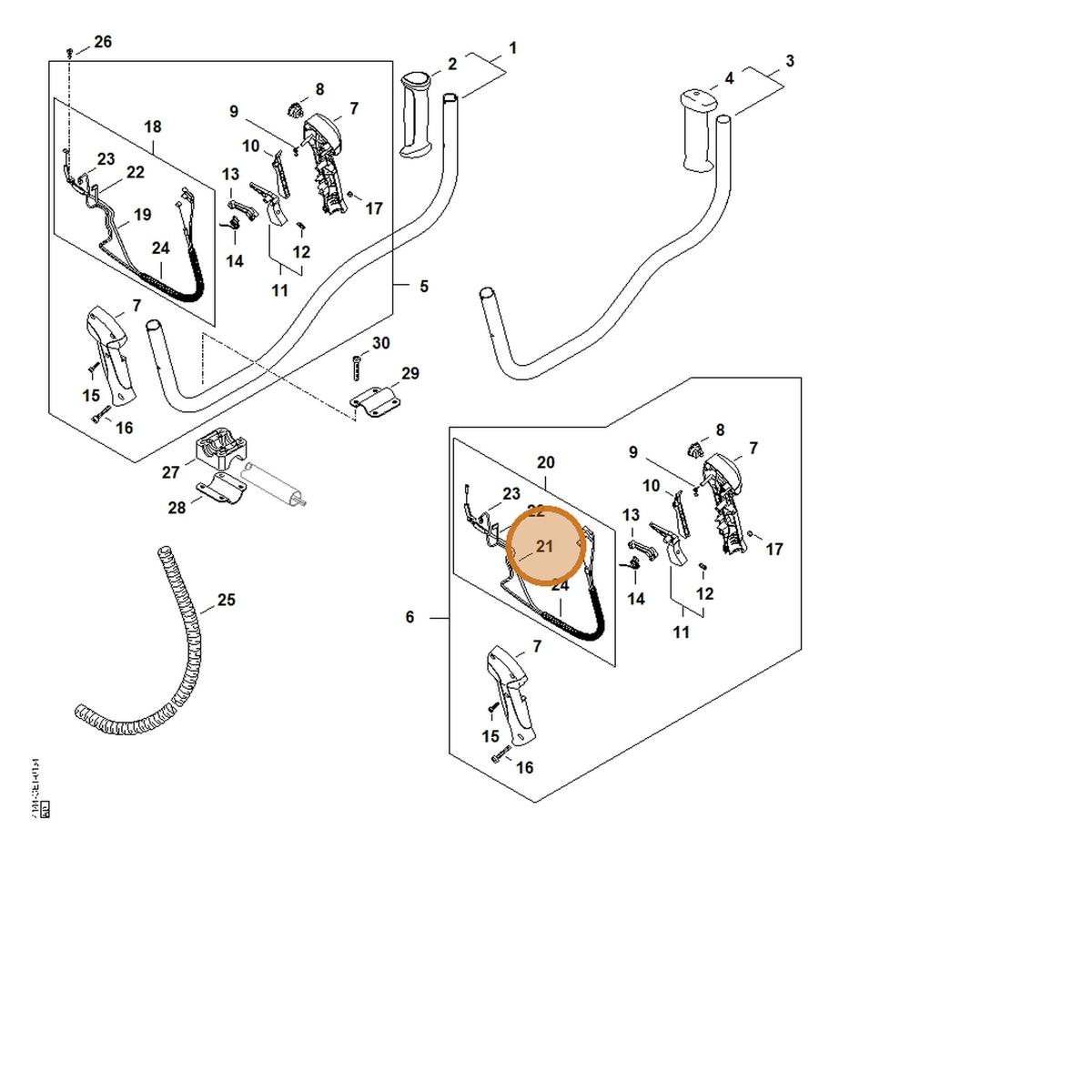 STIHL part 4144-182-3200 — IPL diagram snippet (6x zoom, amber highlight)