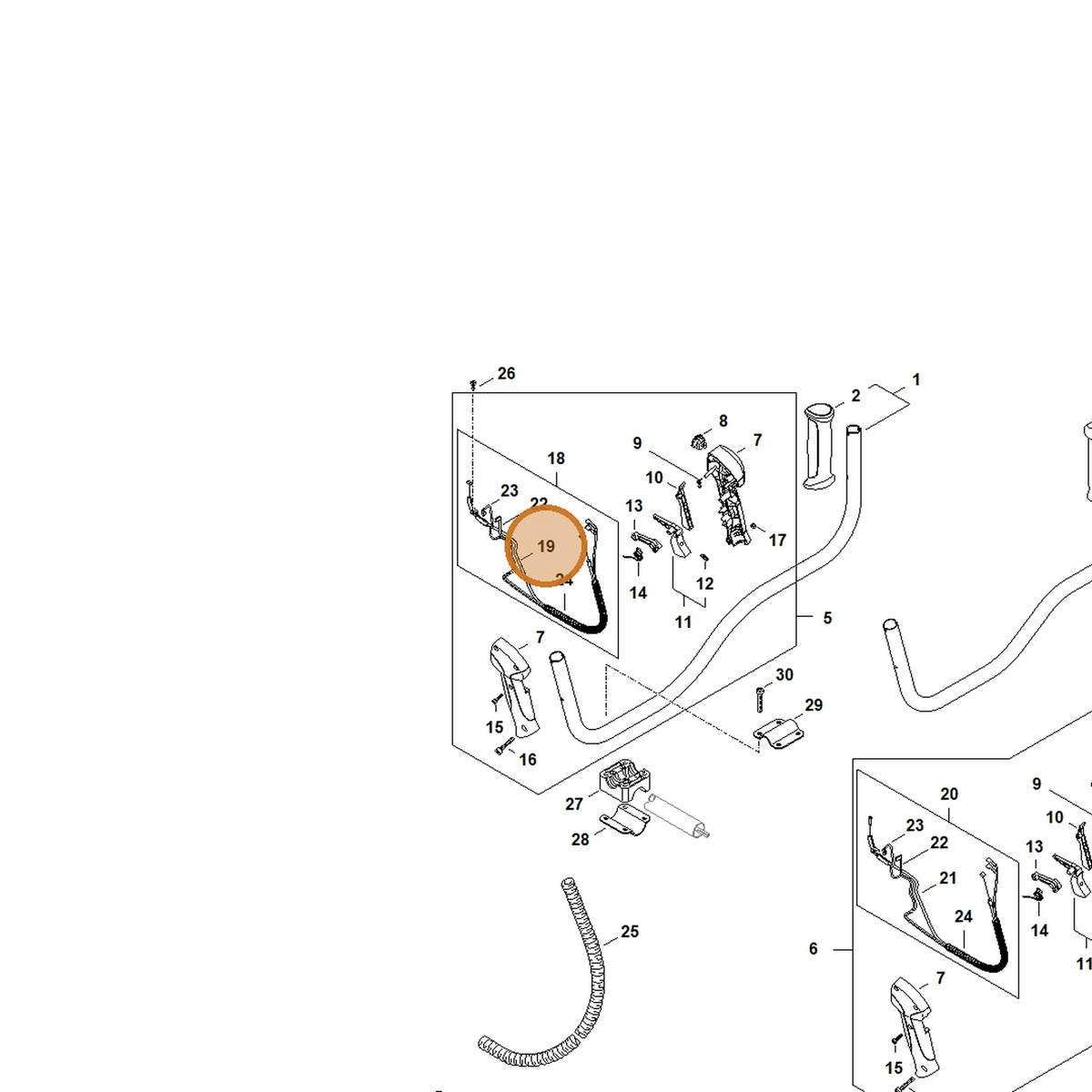 STIHL part 4144-182-3203 — IPL diagram snippet (6x zoom, amber highlight)