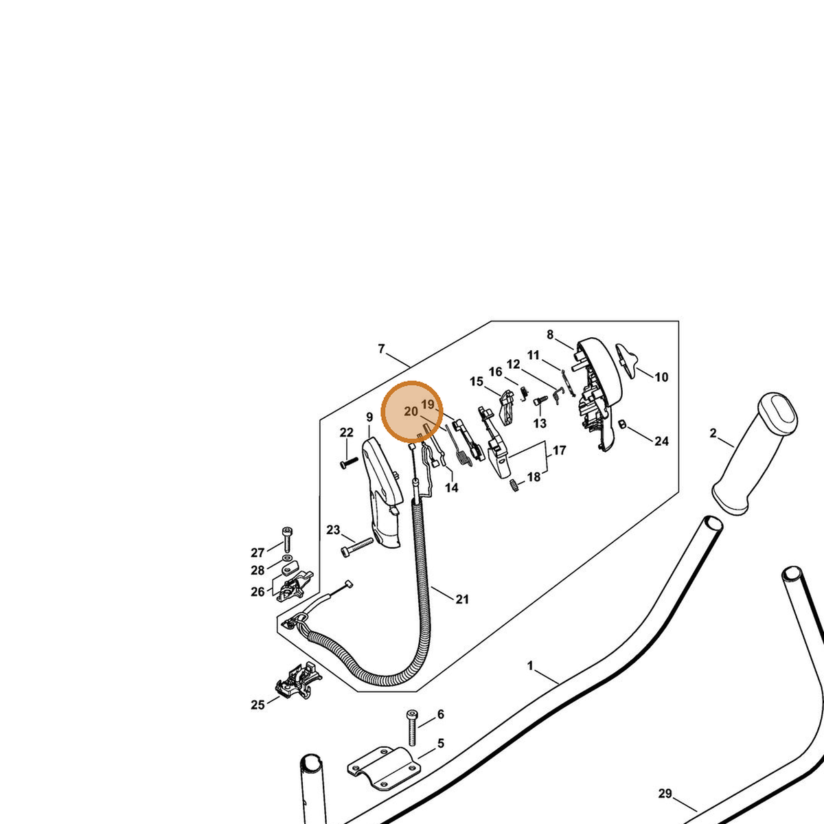 STIHL part 4144-182-4500 — IPL diagram snippet (6x zoom, amber highlight)