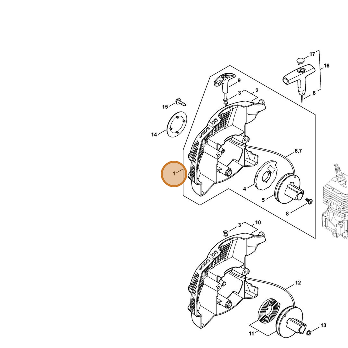 STIHL part 4144-190-4004 — IPL diagram snippet (6x zoom, amber highlight)
