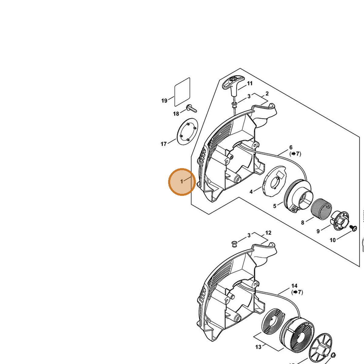 STIHL part 4144-190-4014 — IPL diagram snippet (6x zoom, amber highlight)