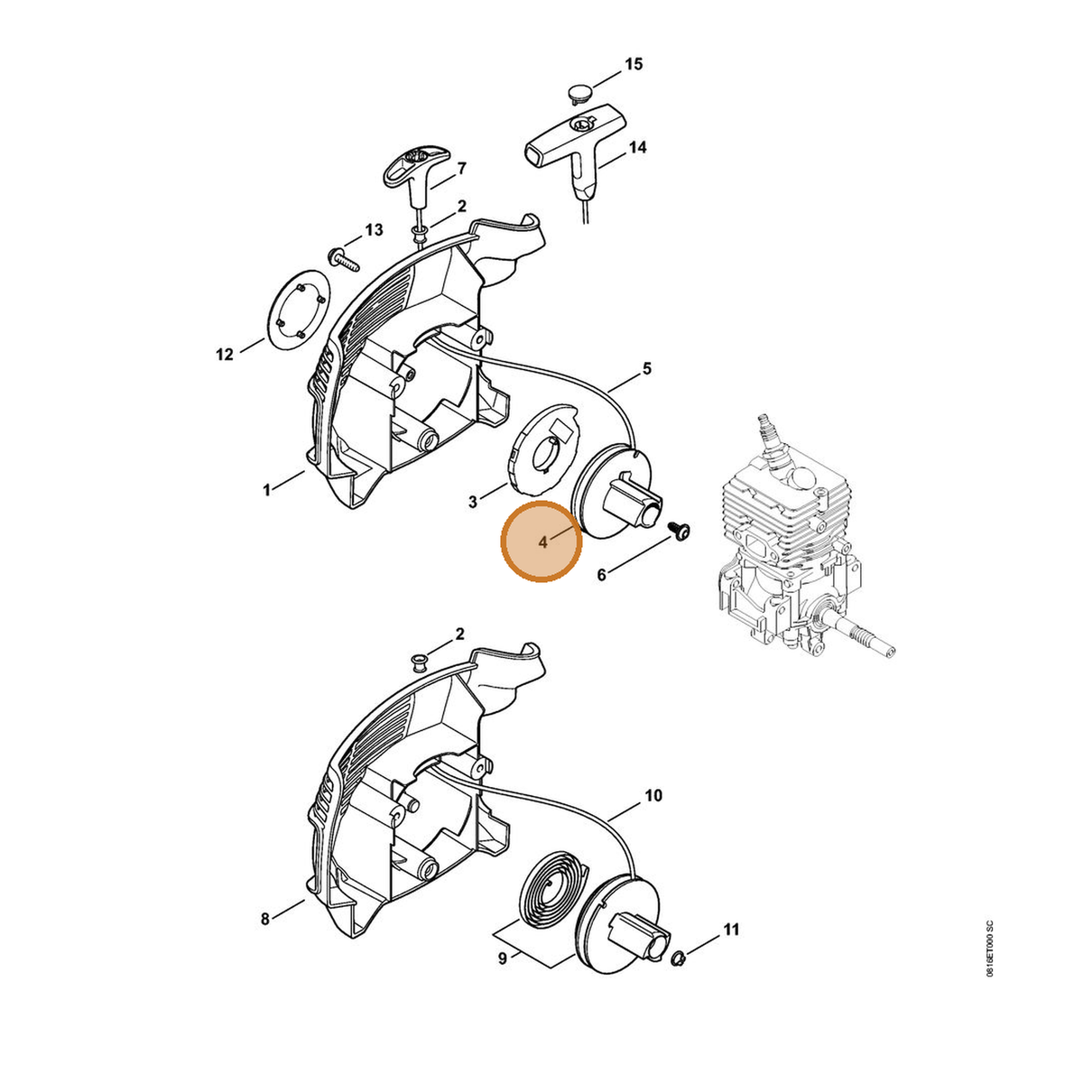 STIHL part 4144-195-0402 — IPL diagram snippet (6x zoom, amber highlight)