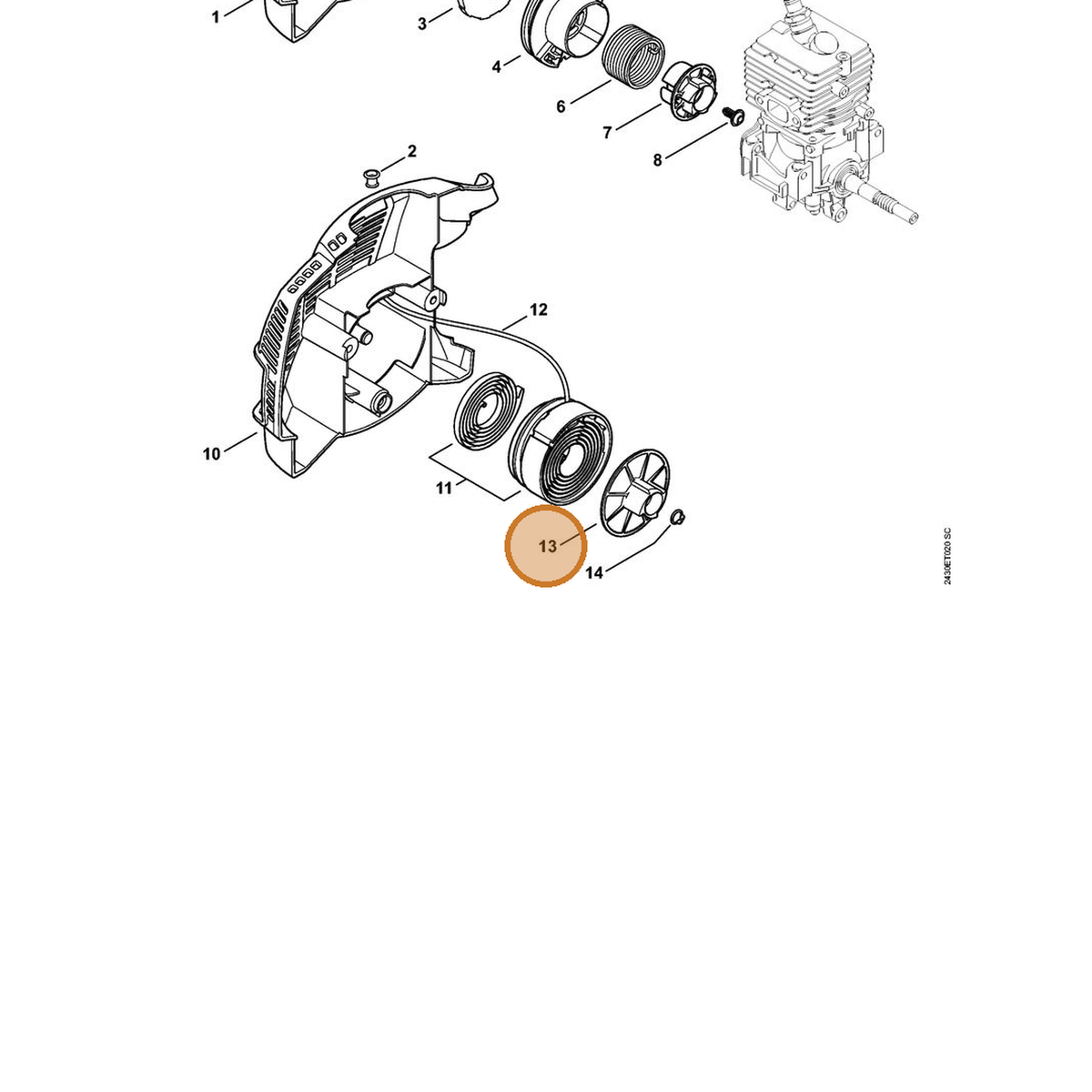 STIHL part 4144-195-2000 — IPL diagram snippet (6x zoom, amber highlight)