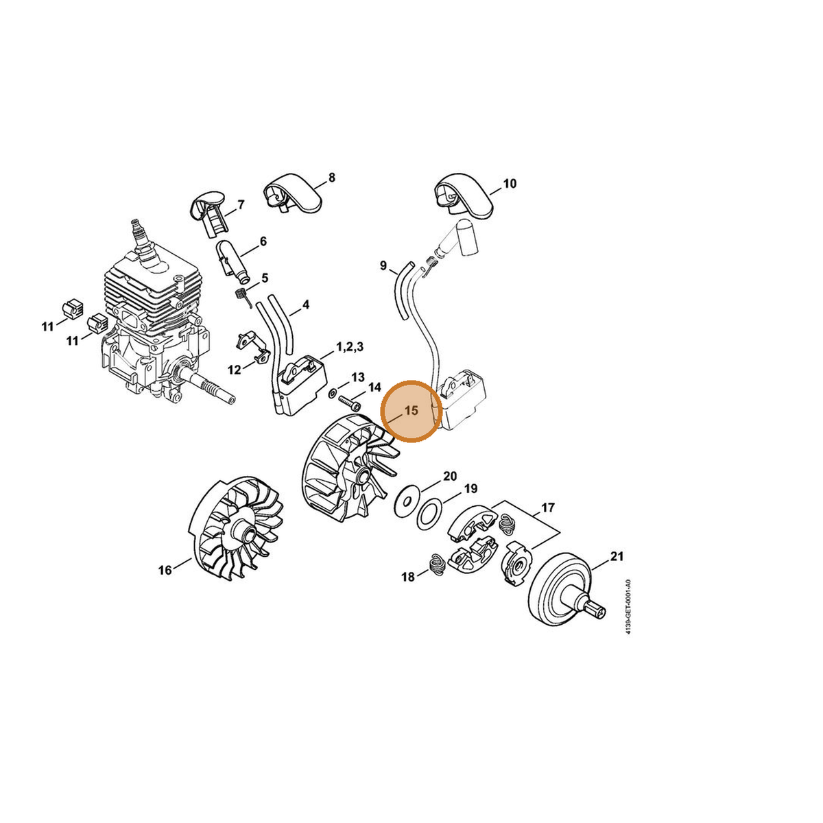 STIHL part 4144-400-1203 — IPL diagram snippet (6x zoom, amber highlight)