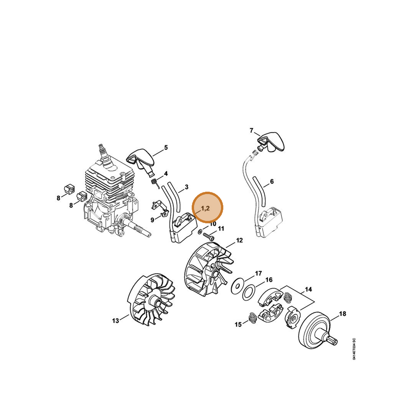 STIHL part 4144-400-1309 — IPL diagram snippet (6x zoom, amber highlight)