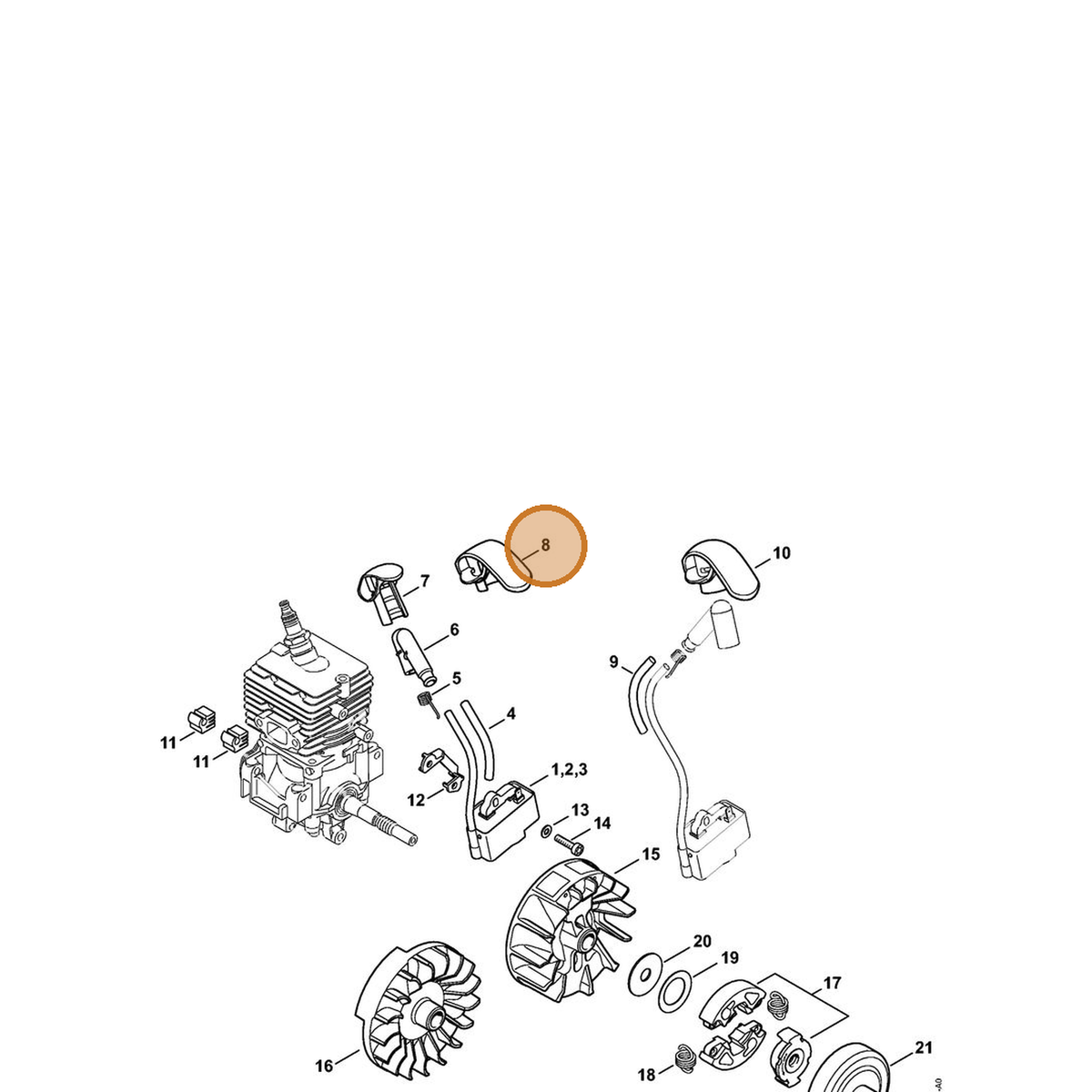 STIHL part 4144-405-8100 — IPL diagram snippet (6x zoom, amber highlight)