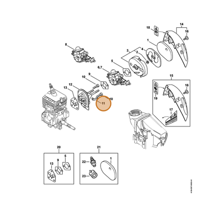 STIHL part 4144-431-2100 — IPL diagram snippet (6x zoom, amber highlight)