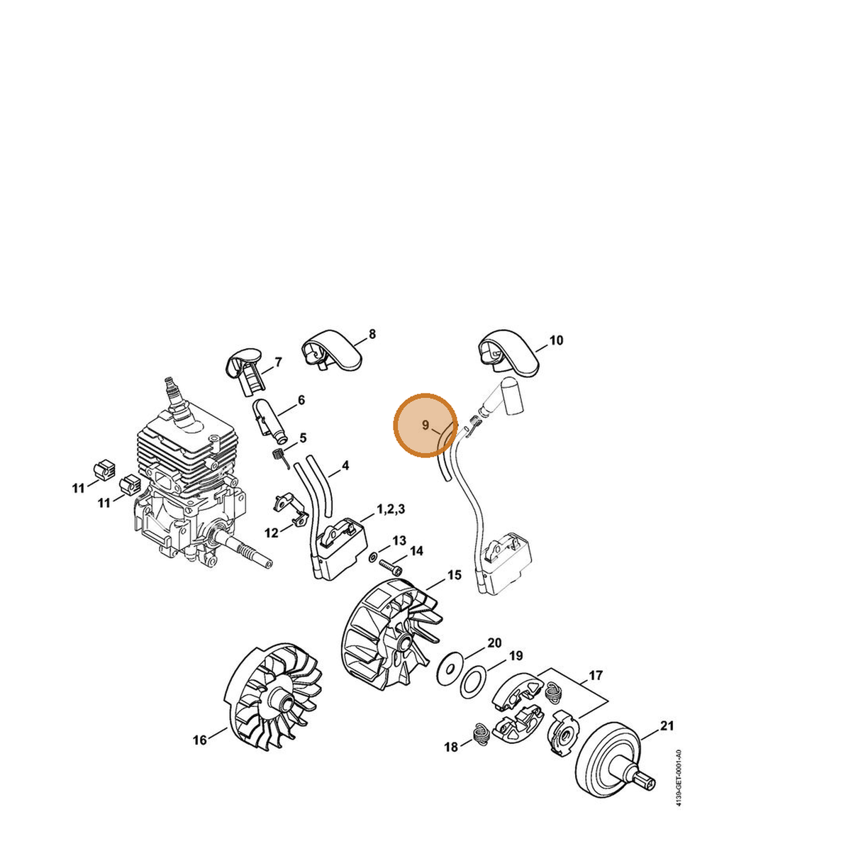 STIHL part 4144-442-0401 — IPL diagram snippet (6x zoom, amber highlight)