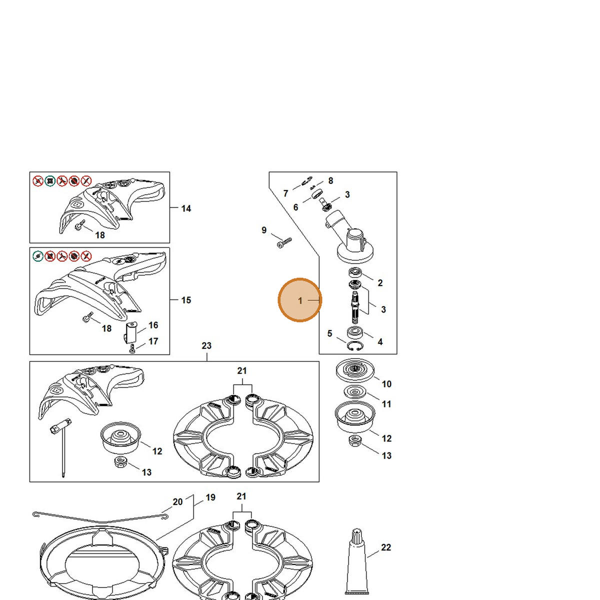 STIHL part 4144-640-0100 — IPL diagram snippet (6x zoom, amber highlight)