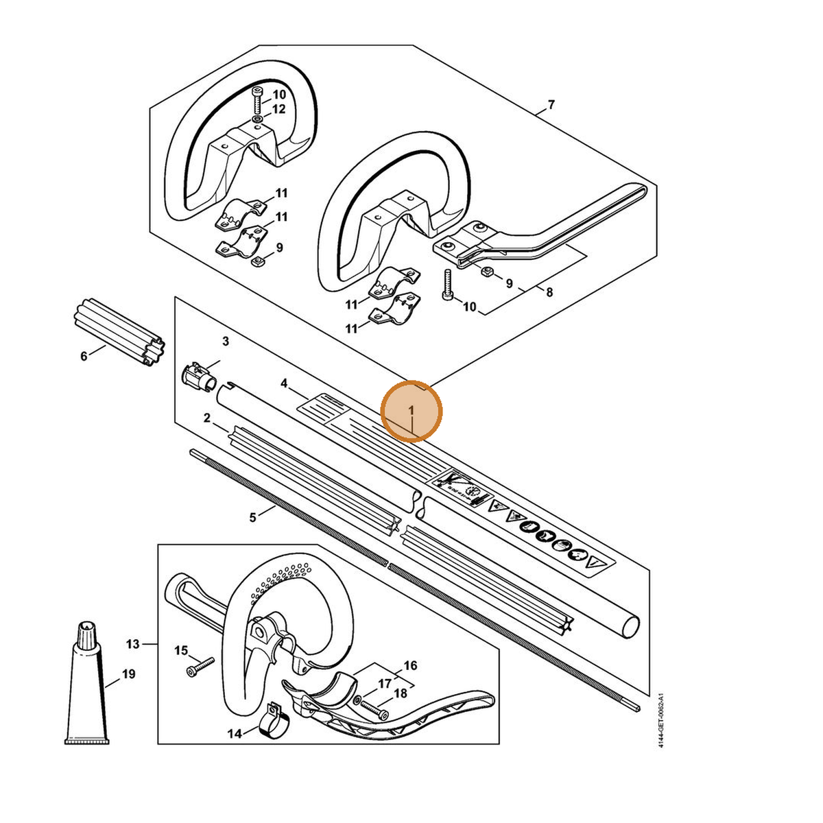 STIHL part 4144-710-7106 — IPL diagram snippet (6x zoom, amber highlight)