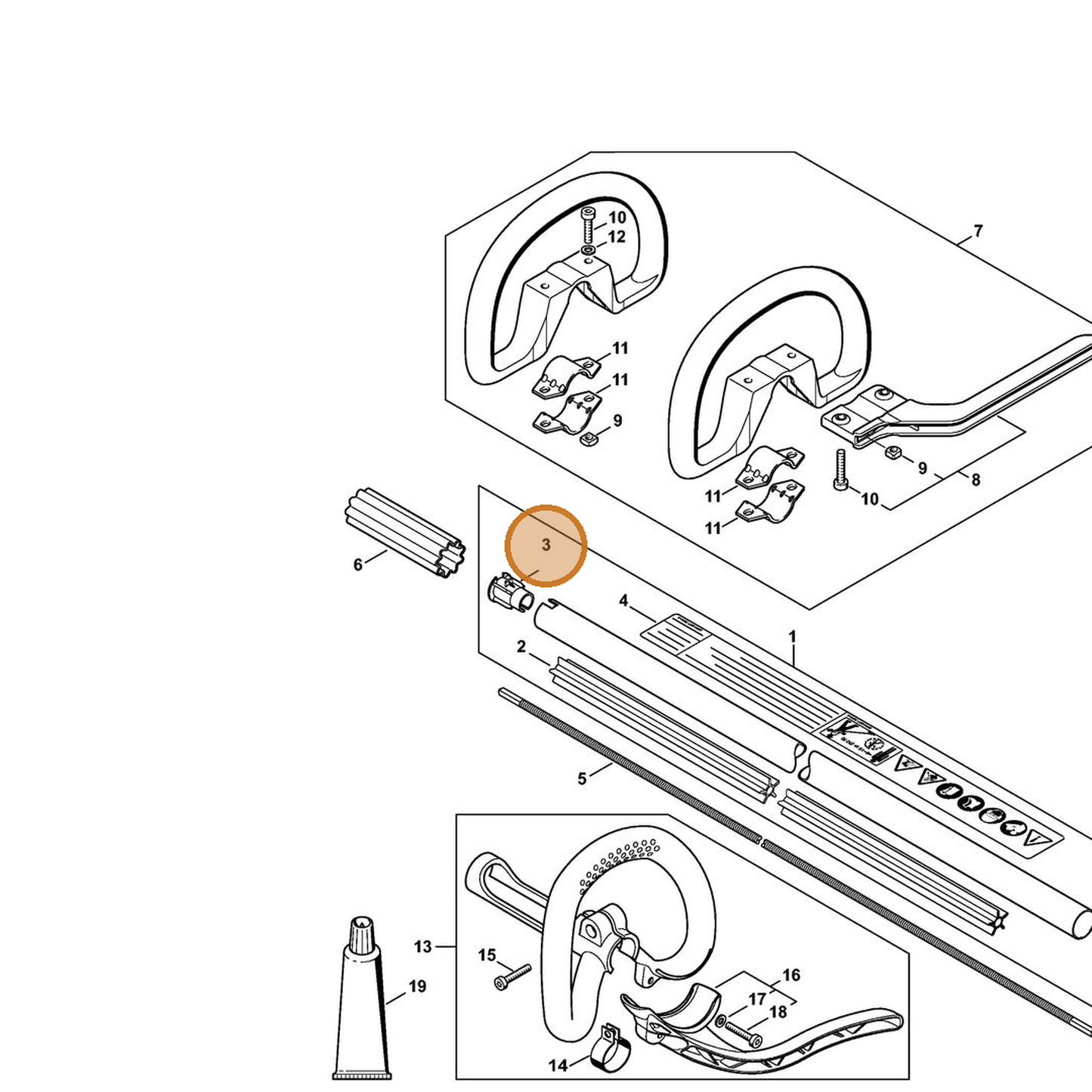STIHL part 4144-711-2100 — IPL diagram snippet (6x zoom, amber highlight)