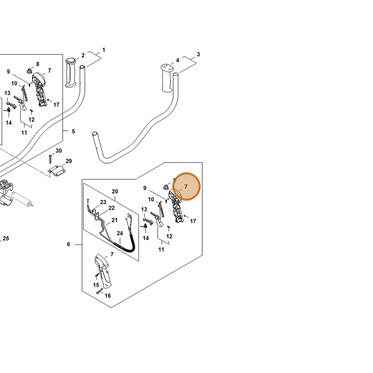 STIHL part 4144-790-0300 — IPL diagram snippet (6x zoom, amber highlight)
