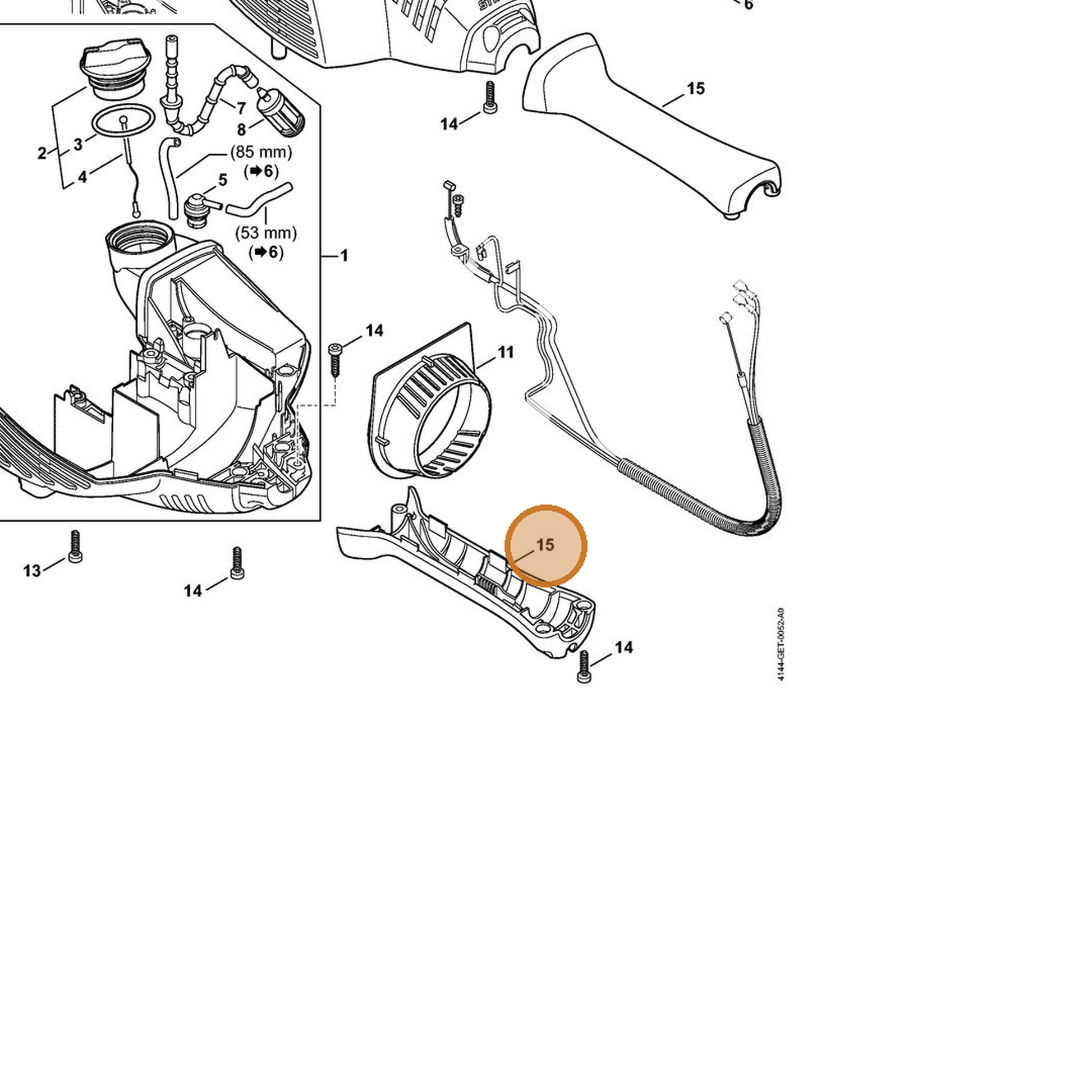 STIHL part 4144-790-4800 — IPL diagram snippet (6x zoom, amber highlight)
