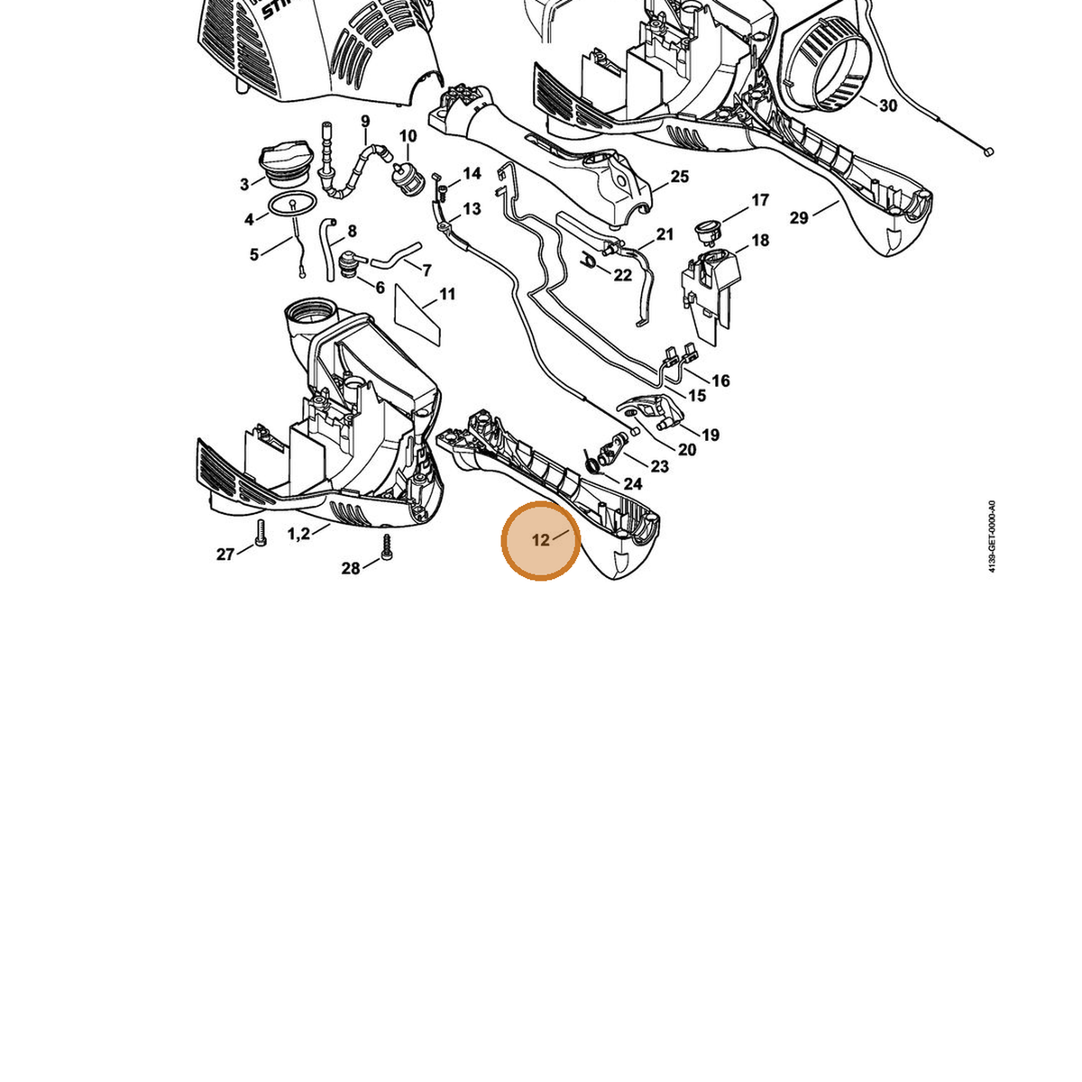 STIHL part 4144-791-0806 — IPL diagram snippet (6x zoom, amber highlight)