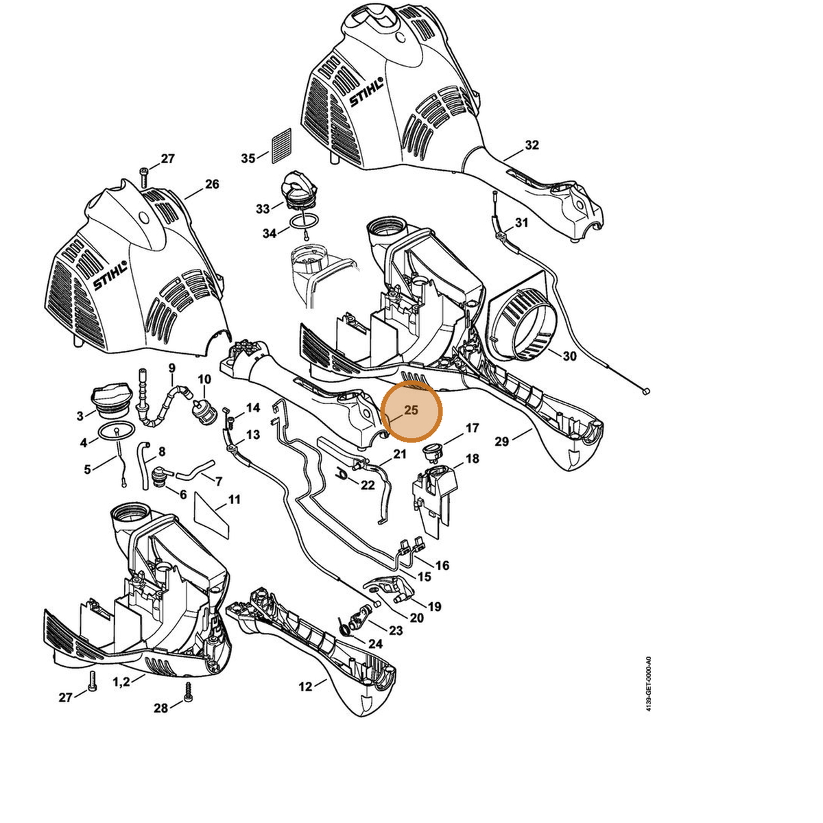 STIHL part 4144-791-0807 — IPL diagram snippet (6x zoom, amber highlight)
