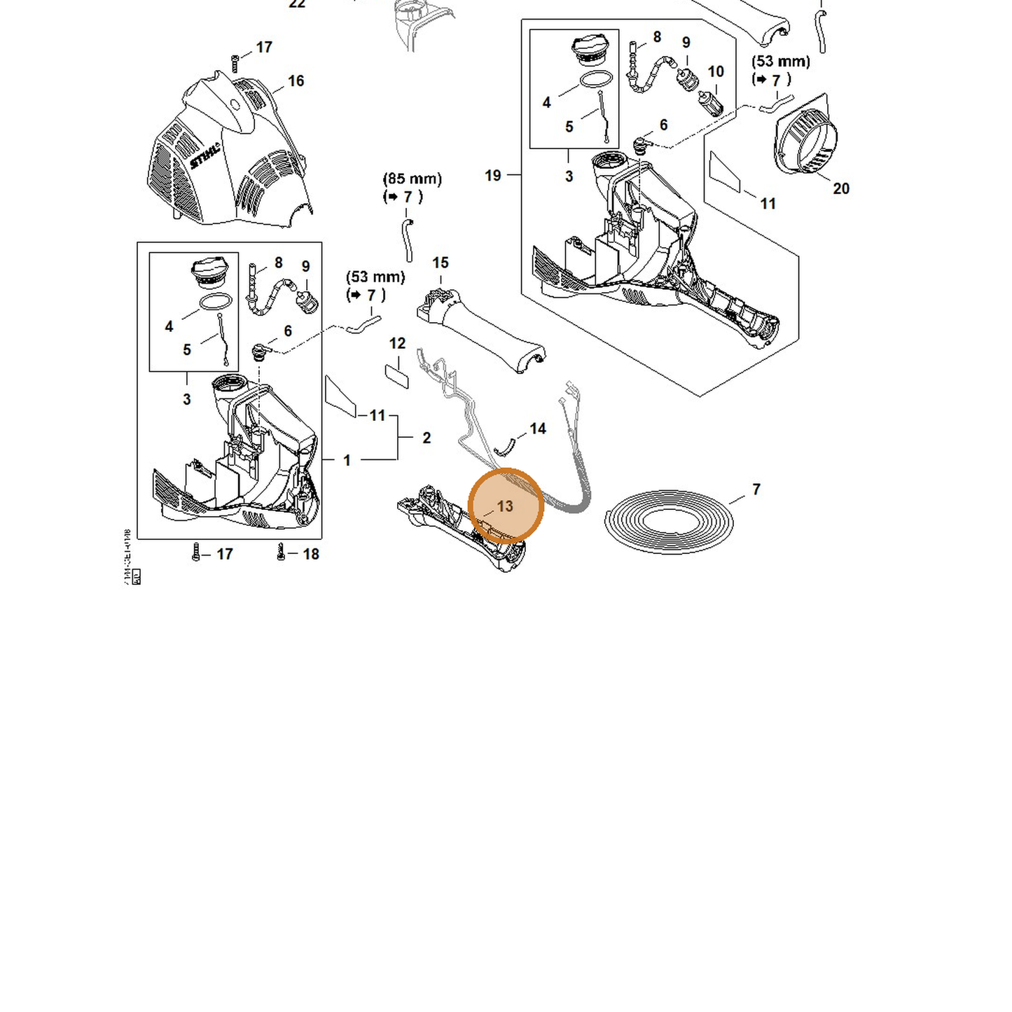 STIHL part 4144-791-0903 — IPL diagram snippet (6x zoom, amber highlight)