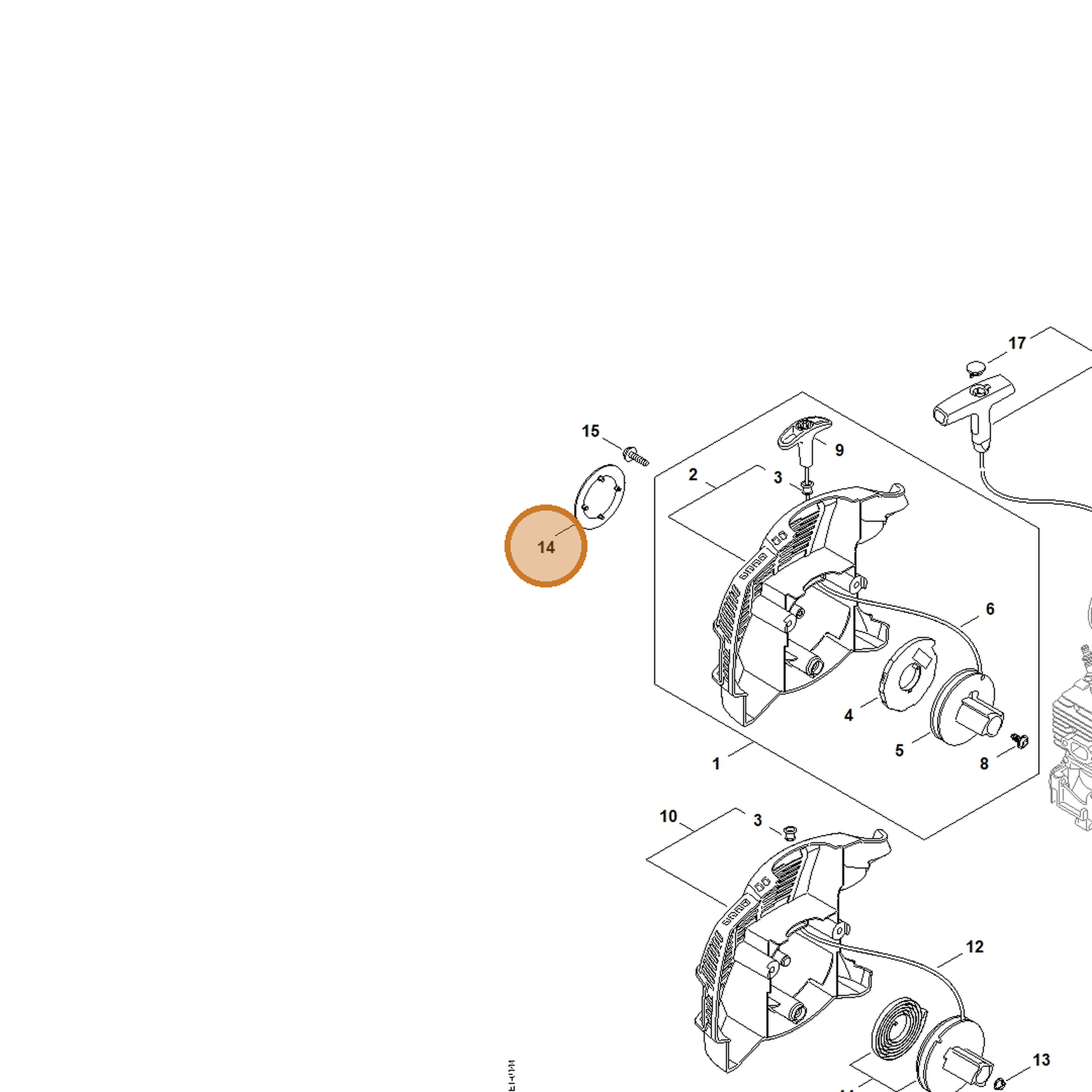 STIHL part 4144-967-1503 — IPL diagram snippet (6x zoom, amber highlight)