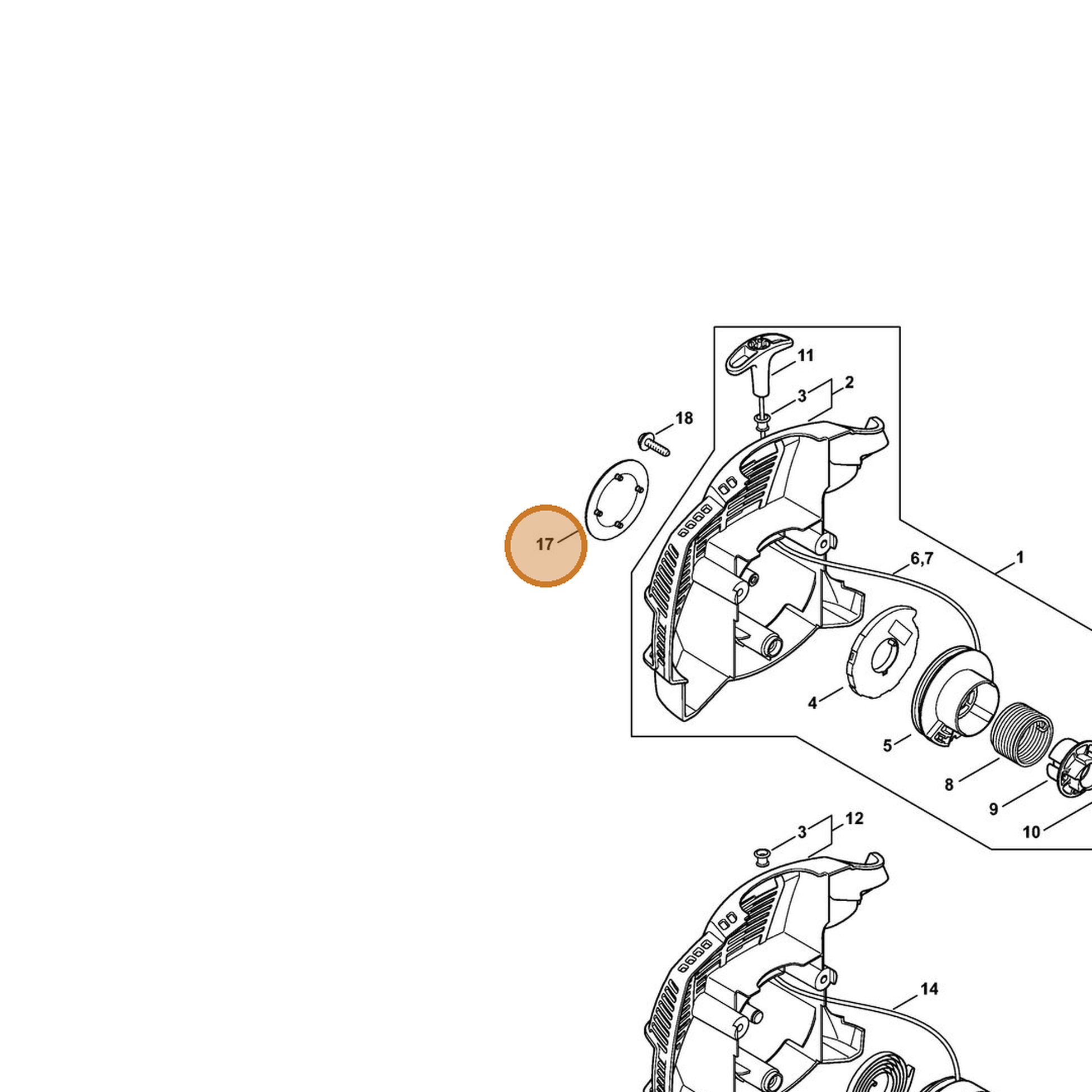 STIHL part 4144-967-1505 — IPL diagram snippet (6x zoom, amber highlight)