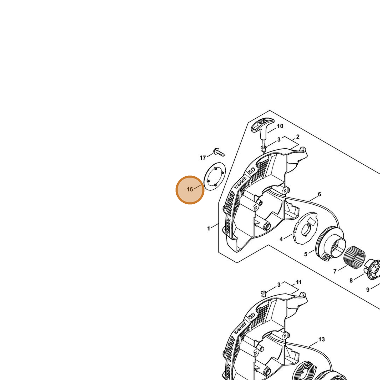 STIHL part 4144-967-1507 — IPL diagram snippet (6x zoom, amber highlight)