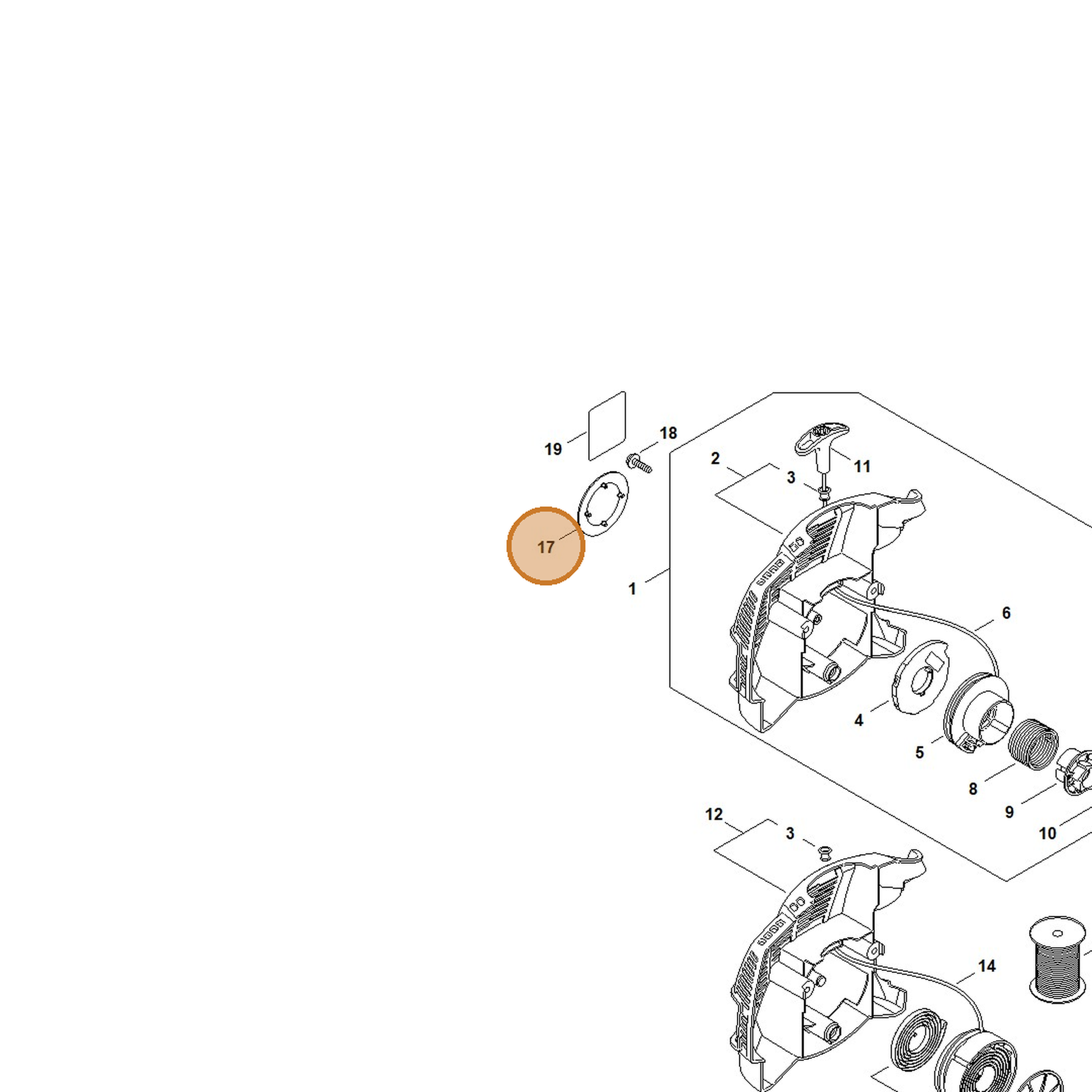 STIHL part 4144-967-1509 — IPL diagram snippet (6x zoom, amber highlight)