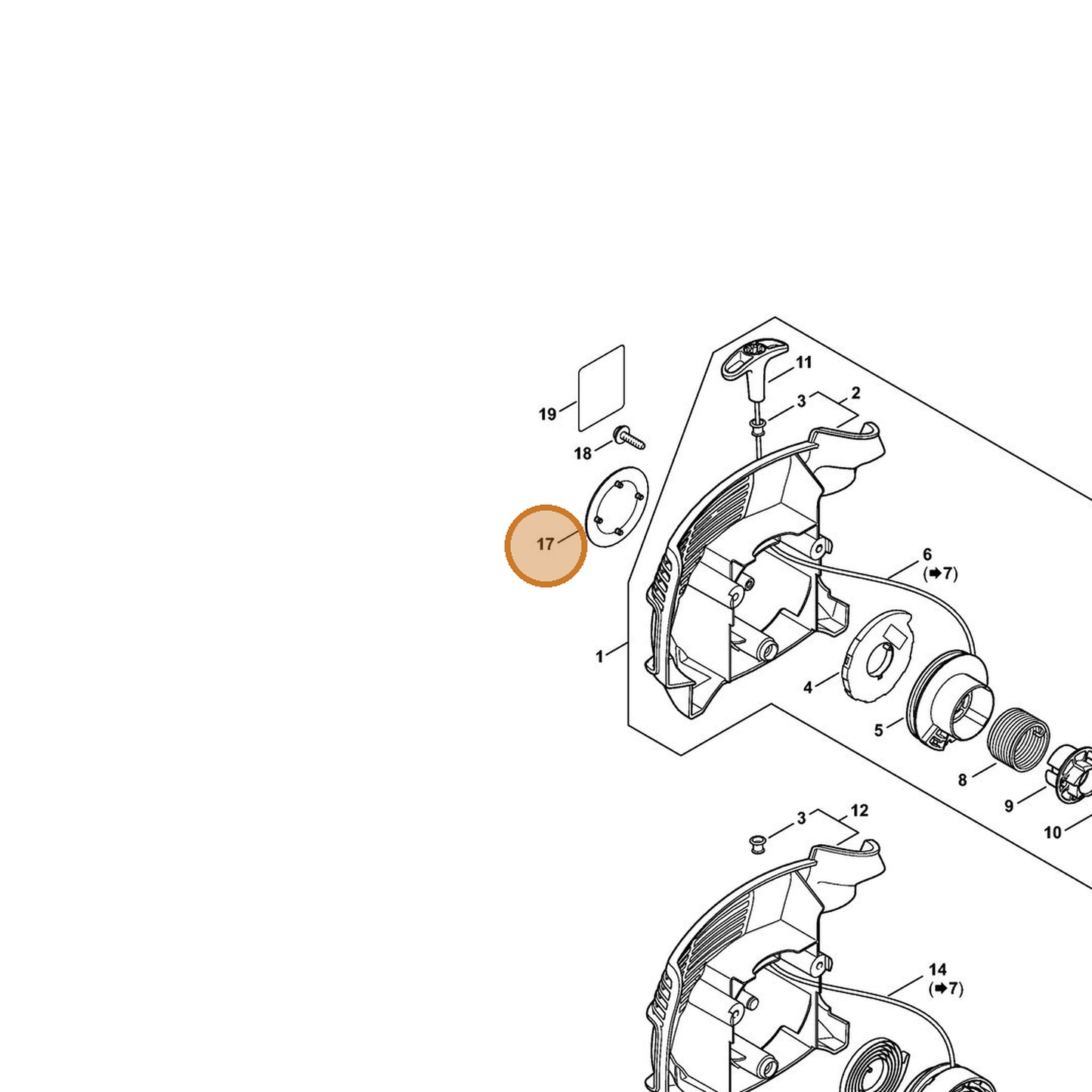 STIHL part 4144-967-1512 — IPL diagram snippet (6x zoom, amber highlight)