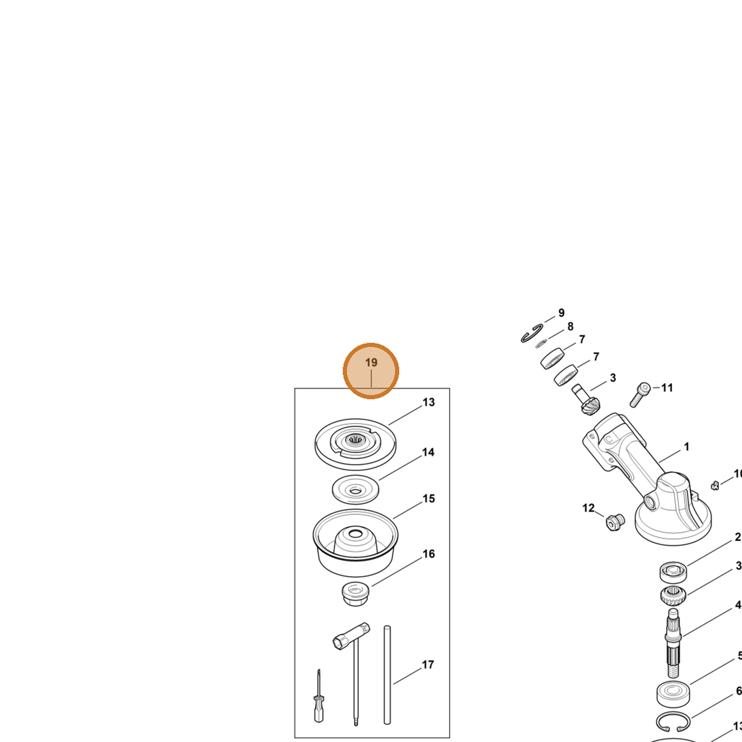 STIHL part 4147-007-1020 — IPL diagram snippet (6x zoom, amber highlight)