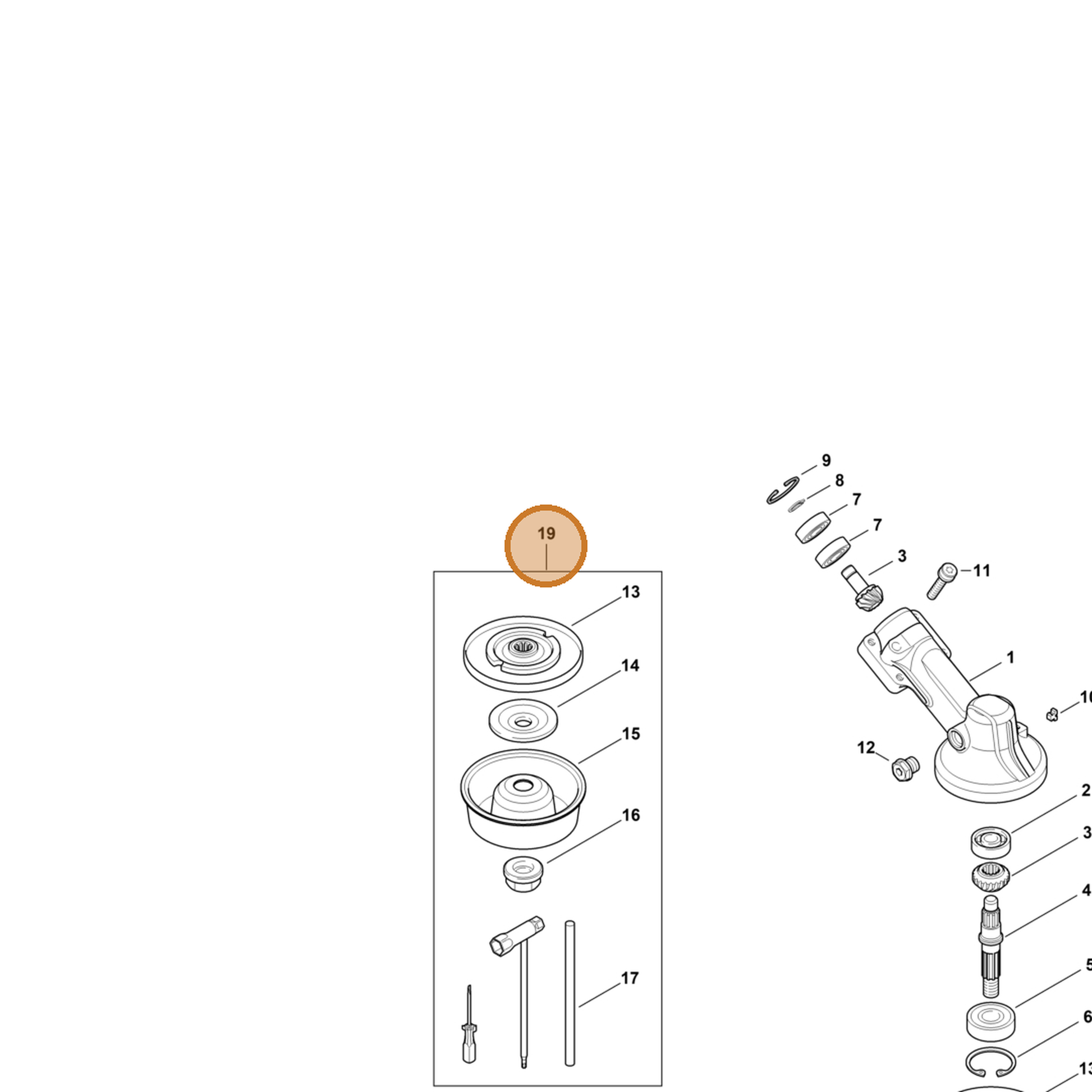 STIHL part 4147-007-1020 — IPL diagram snippet (6x zoom, amber highlight)