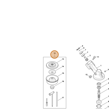 STIHL part 4147-007-1020 — IPL diagram snippet (6x zoom, amber highlight)