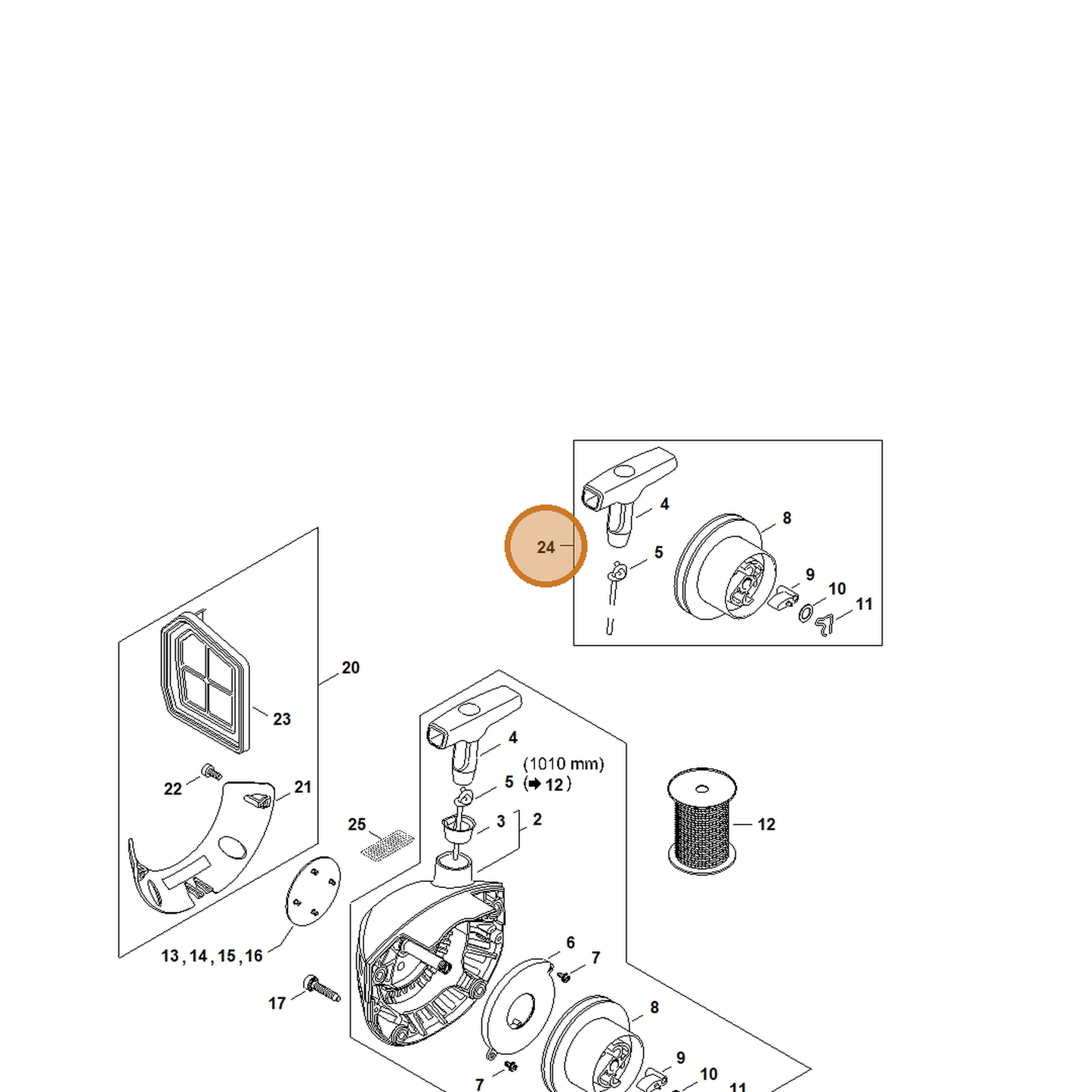 STIHL part 4147-007-1800 — IPL diagram snippet (6x zoom, amber highlight)