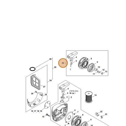 STIHL part 4147-007-1801 — IPL diagram snippet (6x zoom, amber highlight)