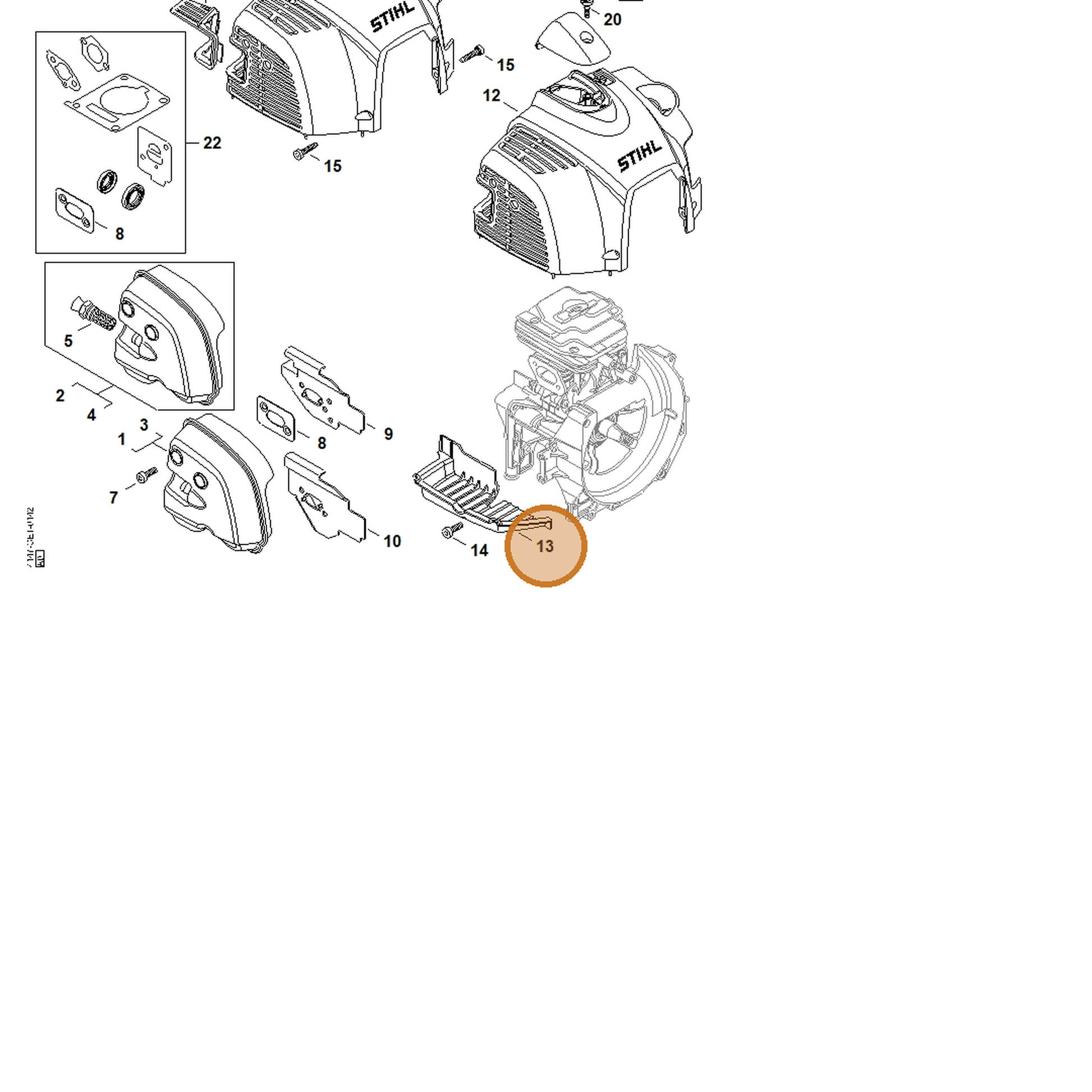 STIHL part 4147-020-4000 — IPL diagram snippet (6x zoom, amber highlight)