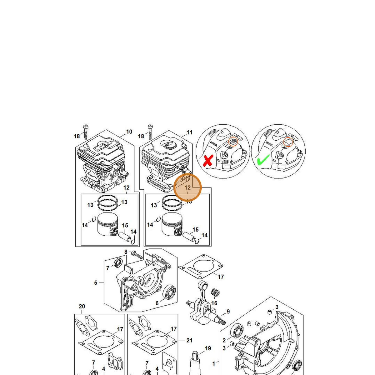 STIHL part 4147-030-2012 — IPL diagram snippet (6x zoom, amber highlight)
