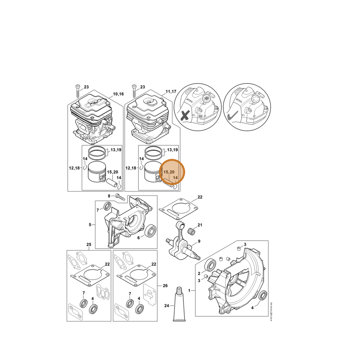 STIHL part 4147-034-1501 — IPL diagram snippet (6x zoom, amber highlight)