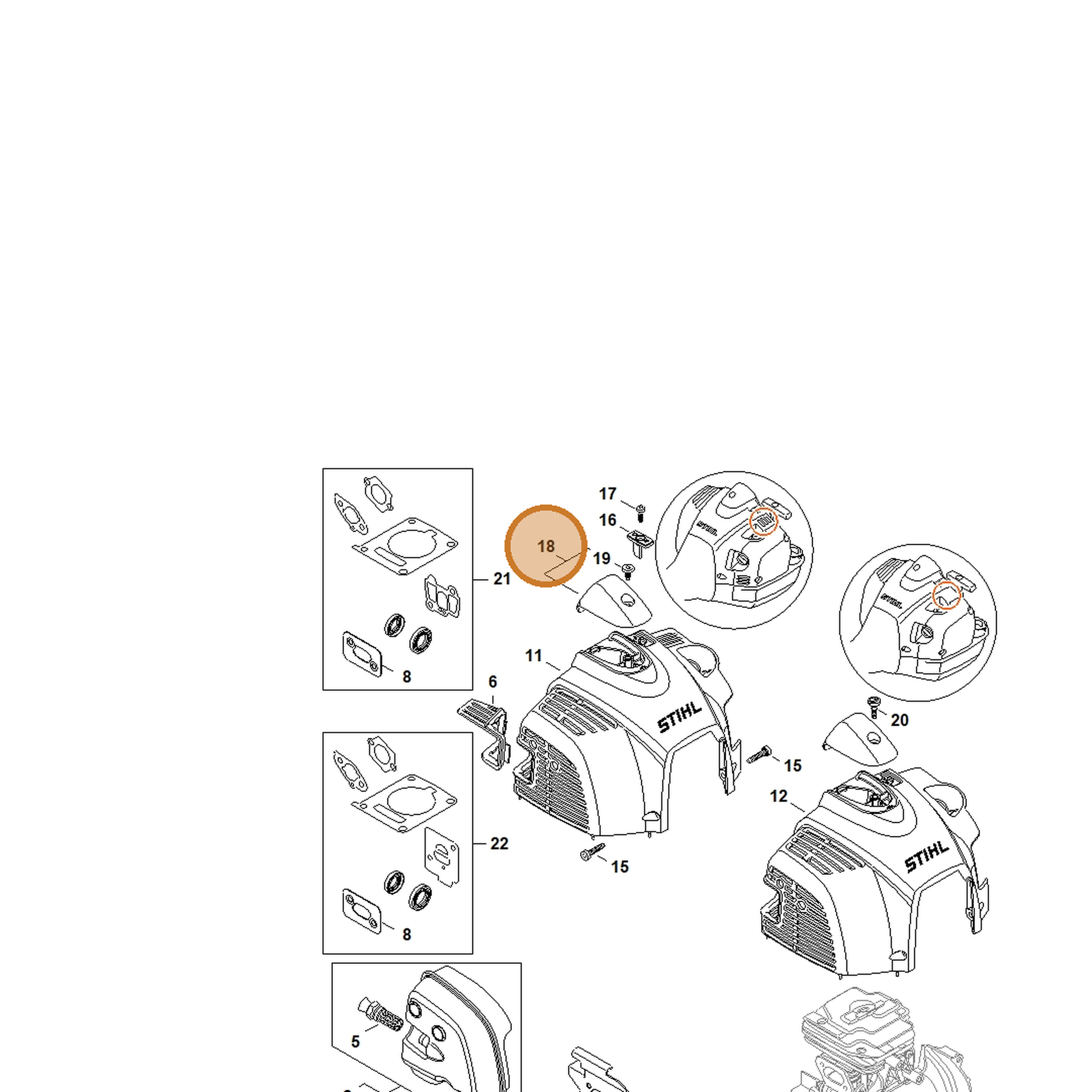 STIHL part 4147-080-0401 — IPL diagram snippet (6x zoom, amber highlight)