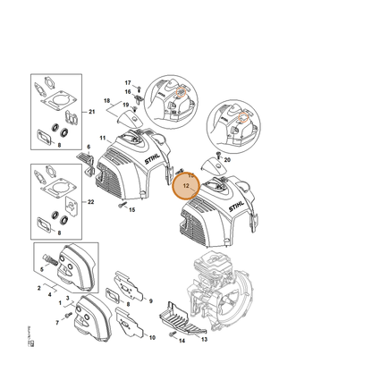 STIHL part 4147-080-1600 — IPL diagram snippet (6x zoom, amber highlight)