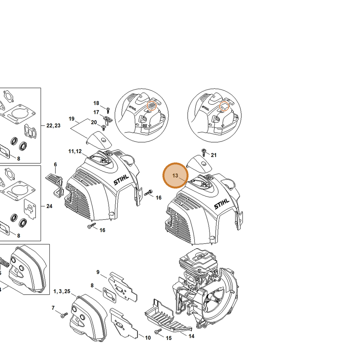 STIHL part 4147-080-1601 — IPL diagram snippet (6x zoom, amber highlight)