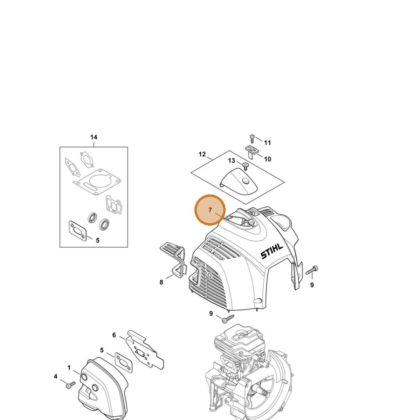 STIHL part 4147-080-1612 — IPL diagram snippet (6x zoom, amber highlight)