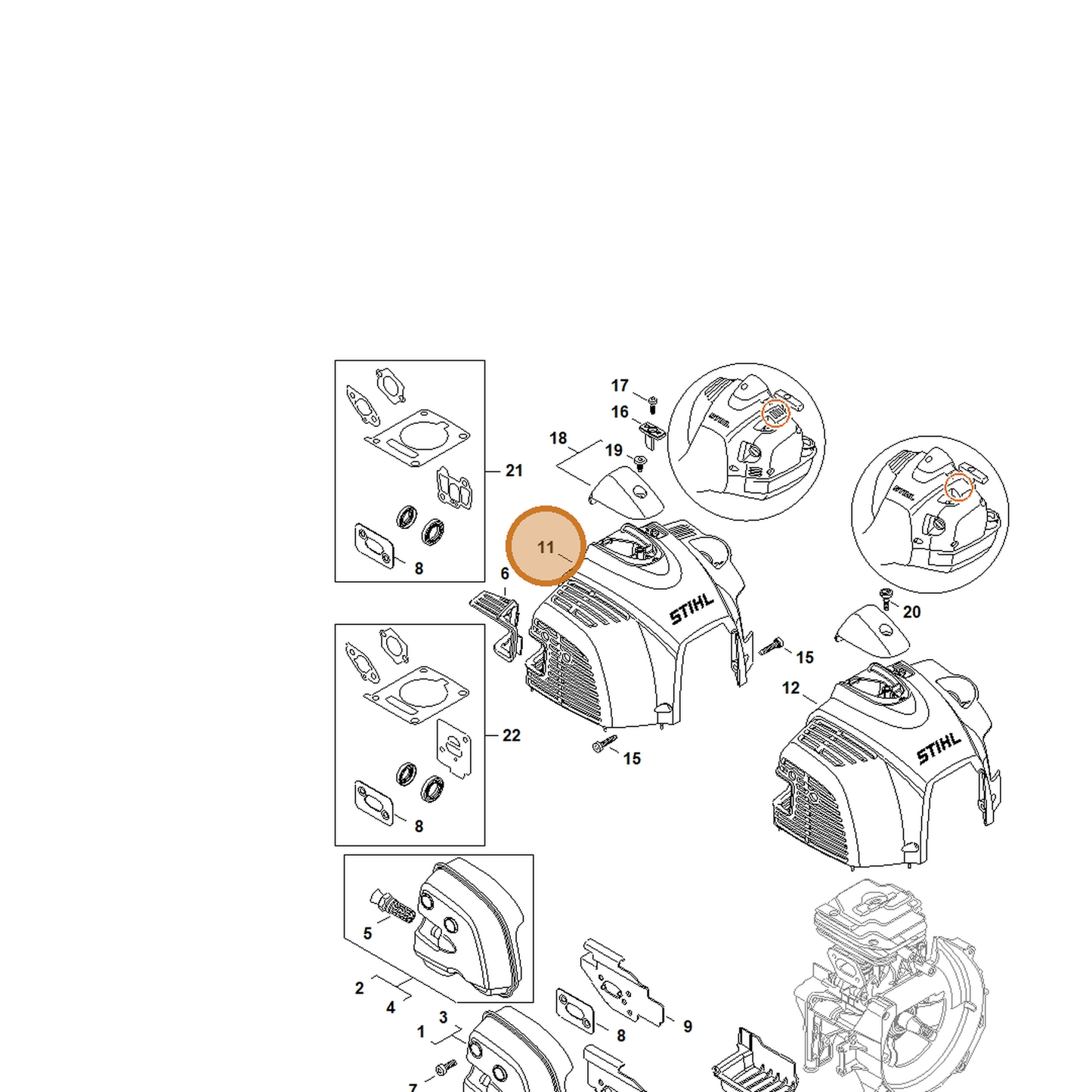 STIHL part 4147-080-1613 — IPL diagram snippet (6x zoom, amber highlight)