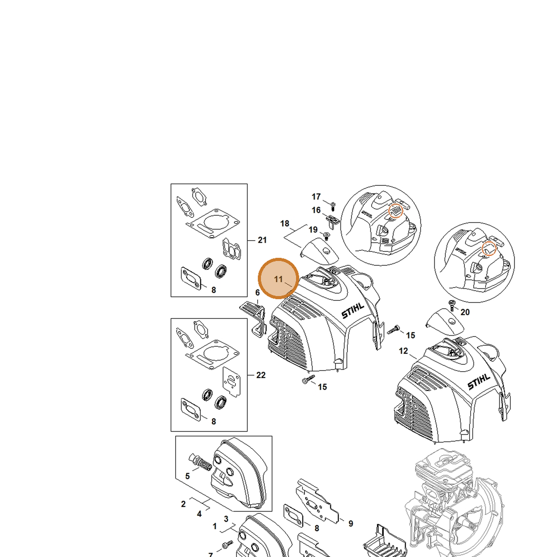 STIHL part 4147-080-1613 — IPL diagram snippet (6x zoom, amber highlight)