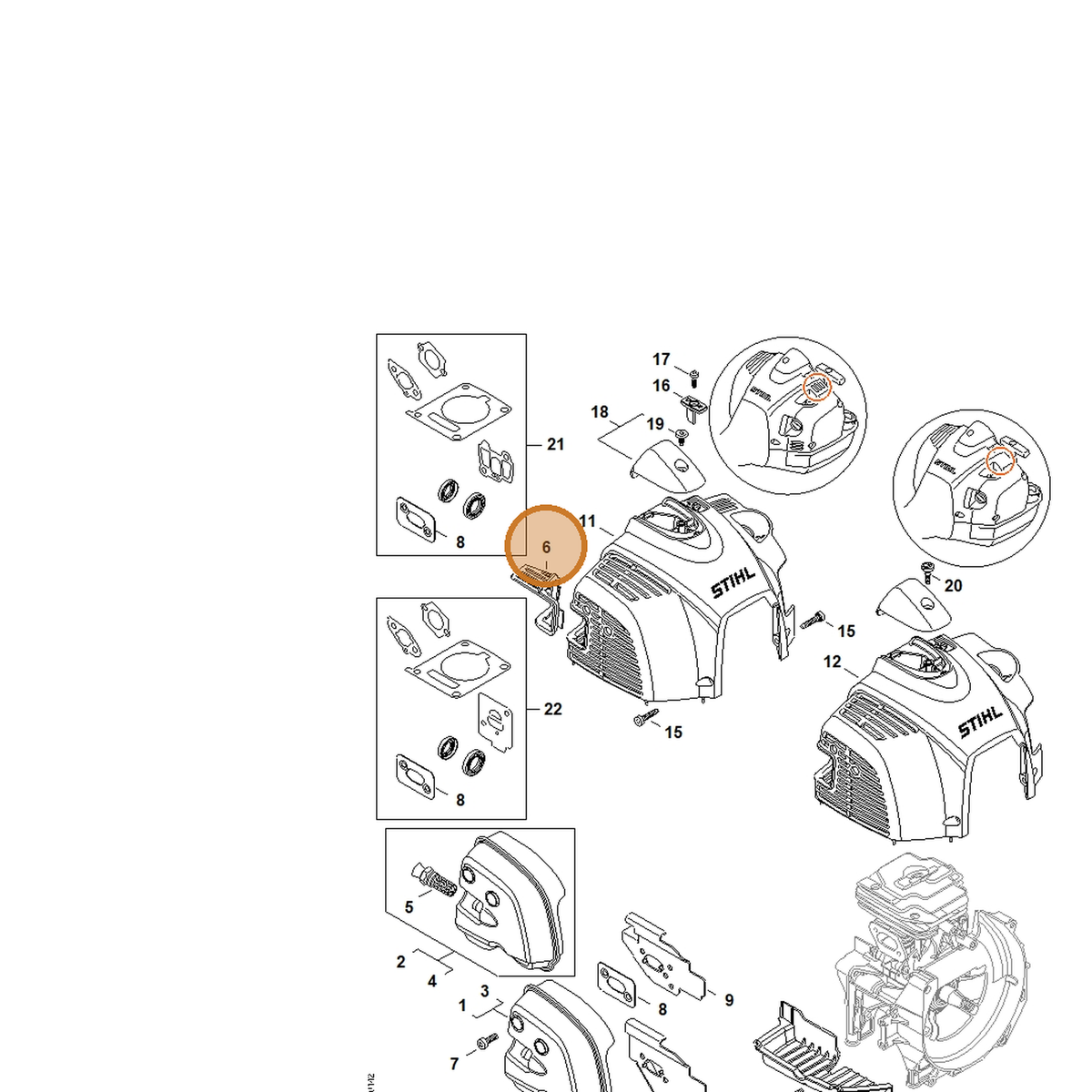 STIHL part 4147-084-6800 — IPL diagram snippet (6x zoom, amber highlight)