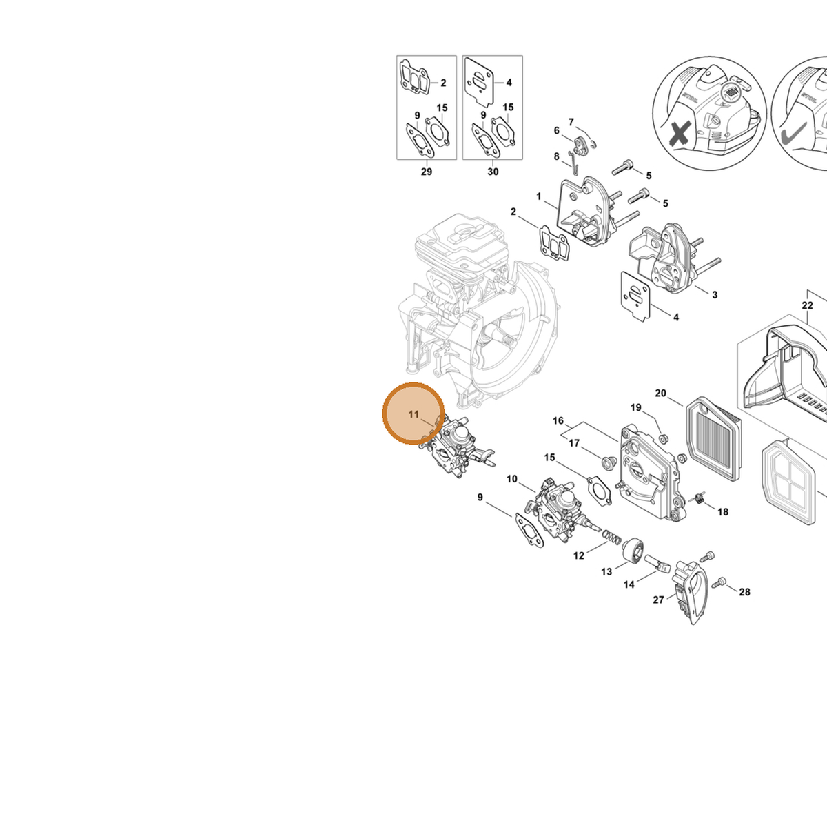 STIHL part 4147-120-0603 — IPL diagram snippet (6x zoom, amber highlight)