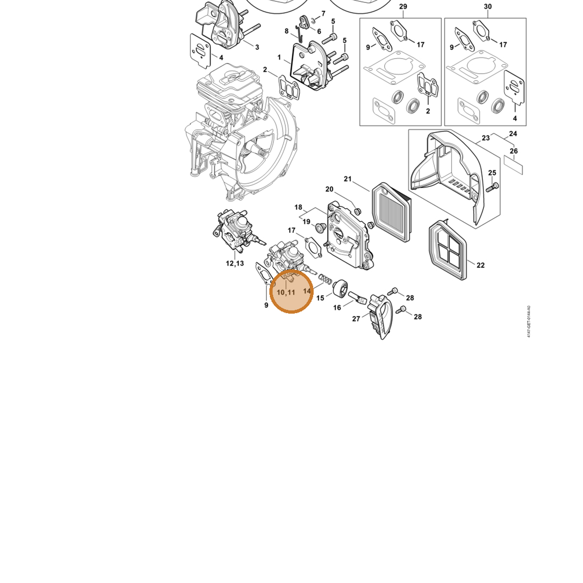 STIHL part 4147-120-0624 — IPL diagram snippet (6x zoom, amber highlight)