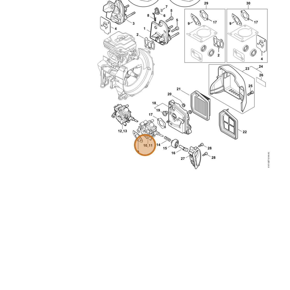 STIHL part 4147-120-0625 — IPL diagram snippet (6x zoom, amber highlight)