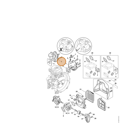 STIHL part 4147-120-2300 — IPL diagram snippet (6x zoom, amber highlight)