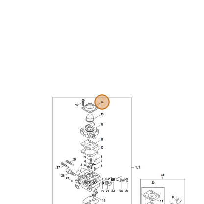 STIHL part 4147-121-0800 — IPL diagram snippet (6x zoom, amber highlight)